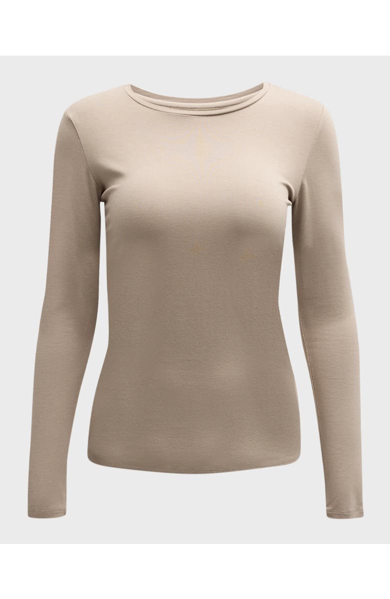 Majestic Filatures Soft Touch Long Sleeve Crewneck T-Shirt, Main, color, Desert