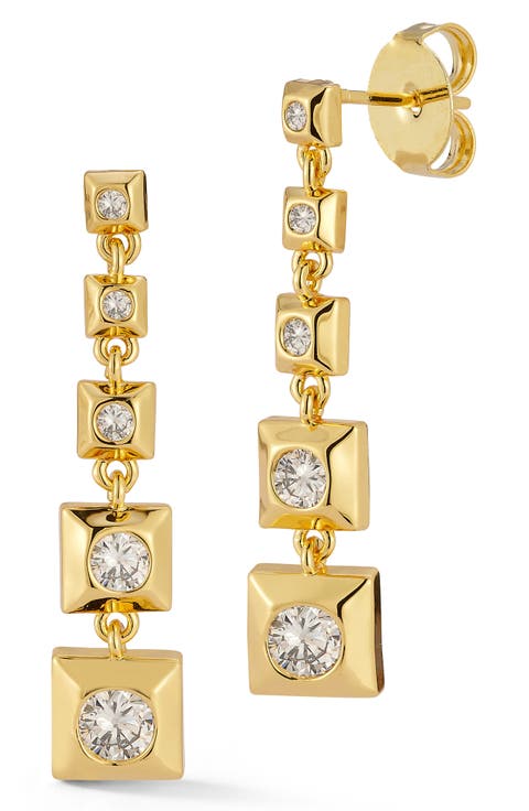 Cubic Zirconia Linear Drop Earrings