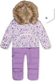 Deux par Deux Mini Flowers Snug Car Seat Fleece Neckwarmer One Piece Snowsuit