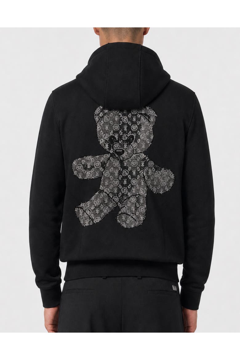 Hoodie Zip Teddy Stones Men, Alternate, color, black