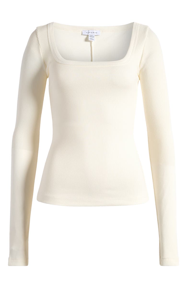 Topshop Square Neck Long Sleeve Top, Alternate, color,