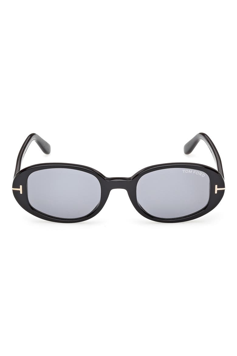 49mm Small Iggy Oval Sunglasses, Main, color, SHINY BLACK / SMOKE
