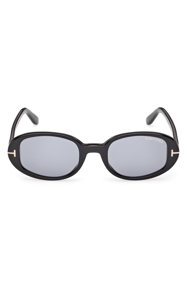 TOM FORD 49mm Small Iggy Oval Sunglasses, Main, color, Shiny Black / Smoke Lens