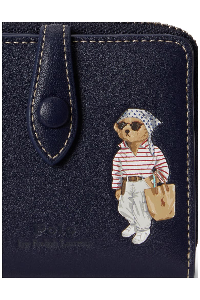 Bear Graphic Leather Billfold Wallet, Alternate, color, NEWPORT NAVY