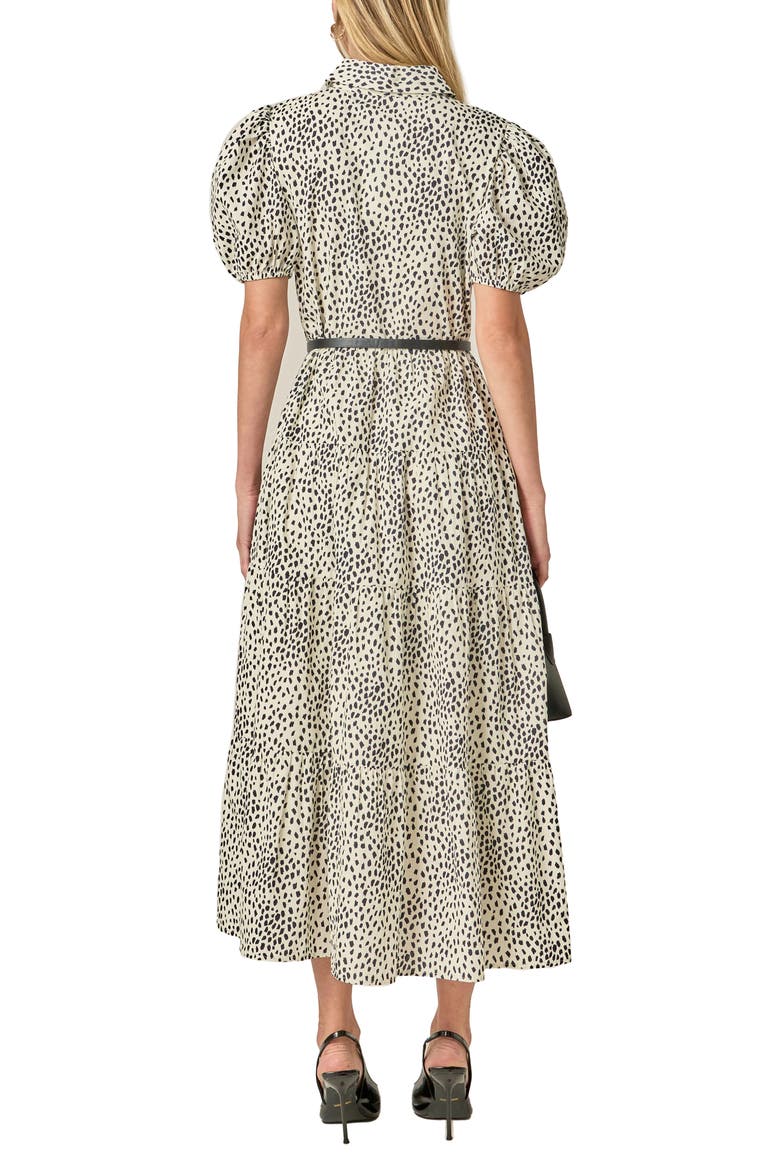 Print Puff Sleeve Maxi Dress, Alternate, color, BEIGE/ BLACK