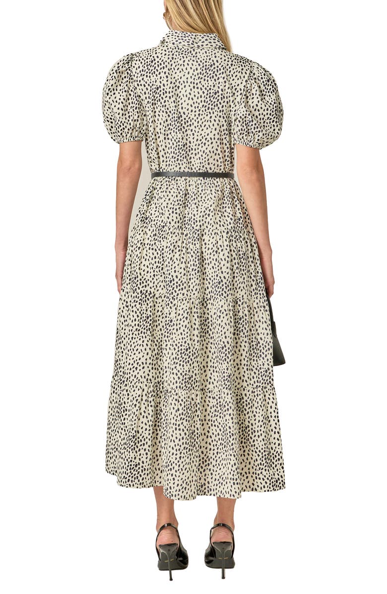 English Factory Print Puff Sleeve Maxi Dress, Alternate, color, Beige/ Black