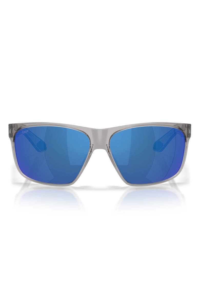 Costa Del Mar Trades 60mm Polarized Square Sunglasses, Main, color, Gray Crystal / Blue 580P