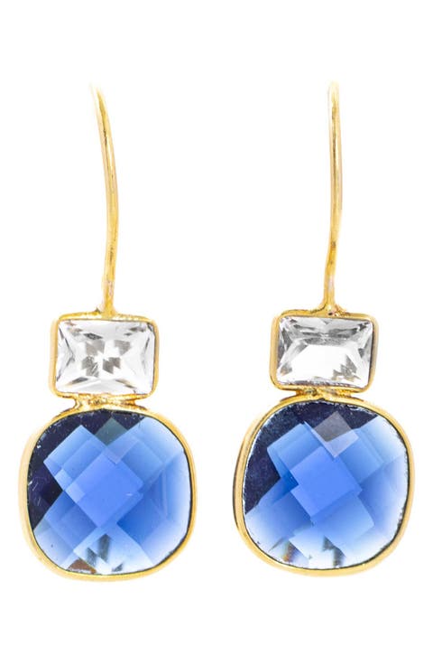 Cushion Cut Chalcedony Drop Earrings