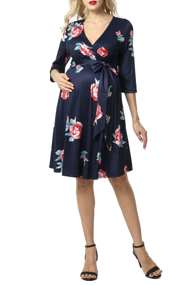 Kimi and Kai Althea Faux Wrap Maternity Dress, Main, color, 