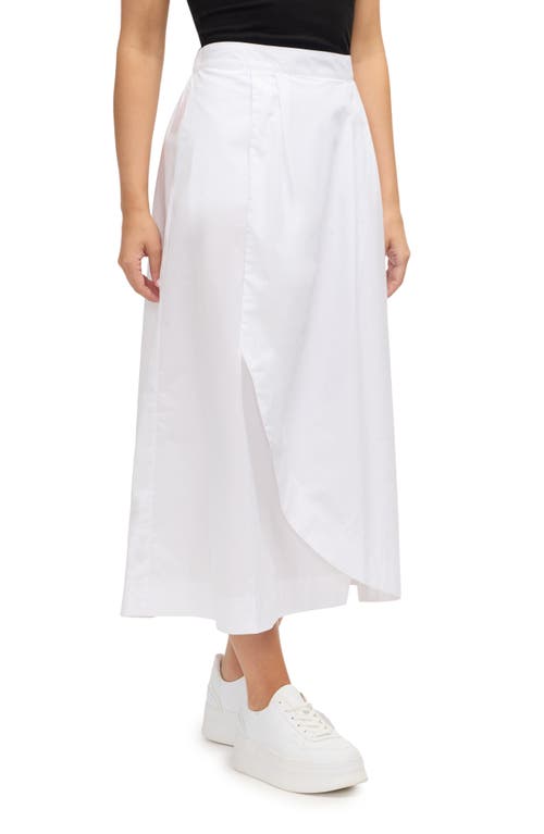 Shop Ellen Tracy Cotton Poplin Midi Skirt In White