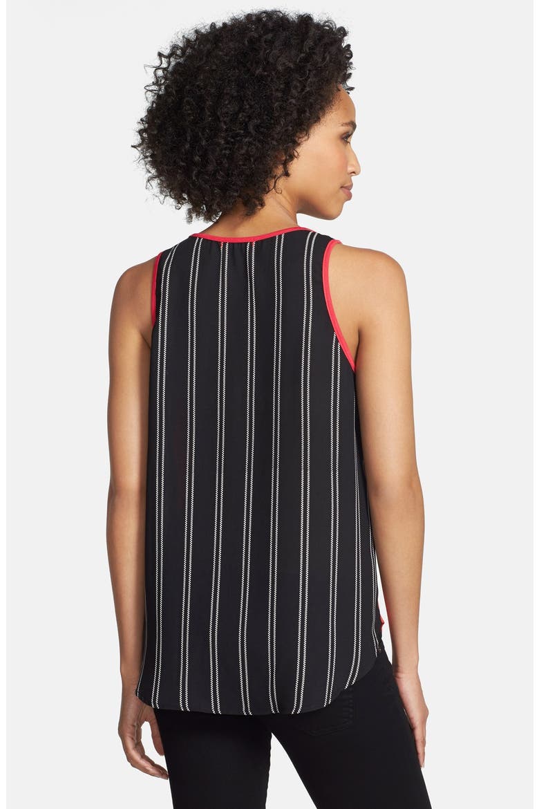 Mixed Media Zip Pocket Tank, Main, color, BLACK/ WHITE ZIPPER
