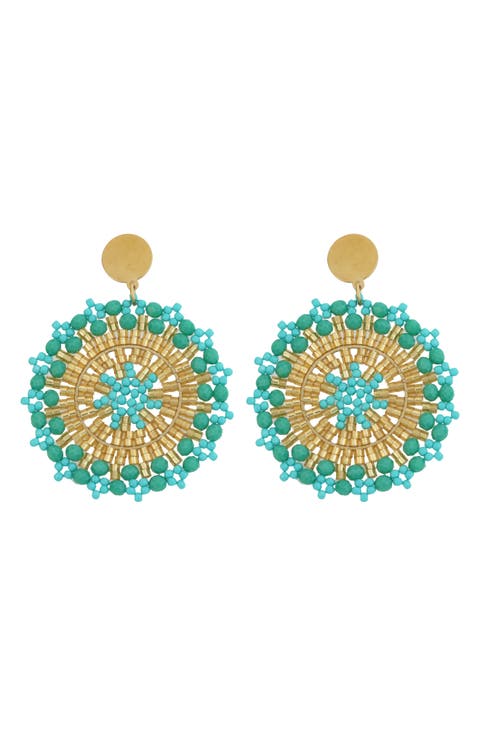 Beaded Circled Drop Earrings