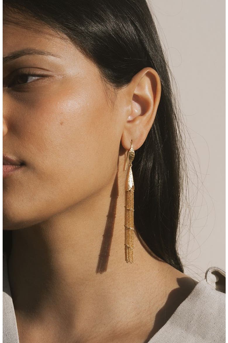 Paths in Motion Tassel Earrings, Alternate, color, Gold