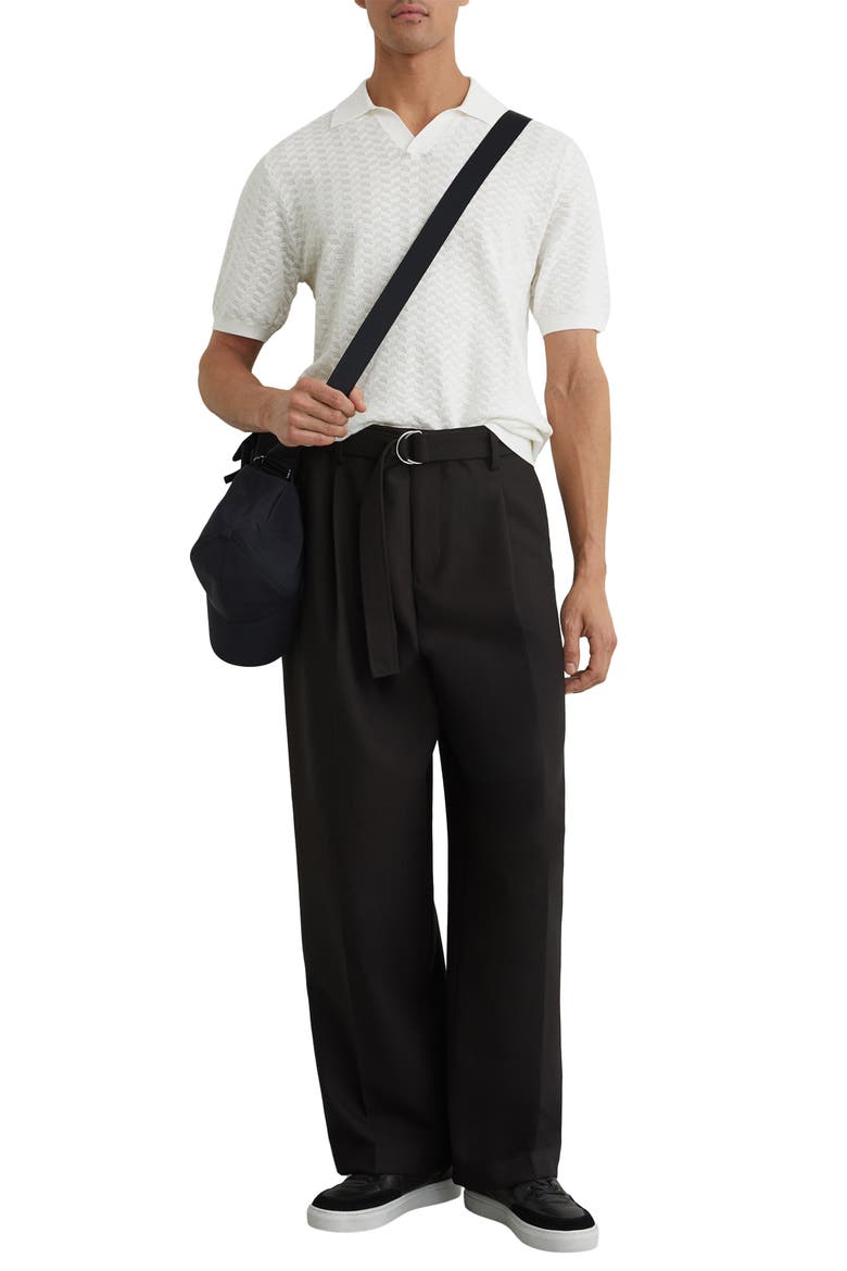 Sol Geo Open Stitch Knit Polo, Alternate, color, WHITE