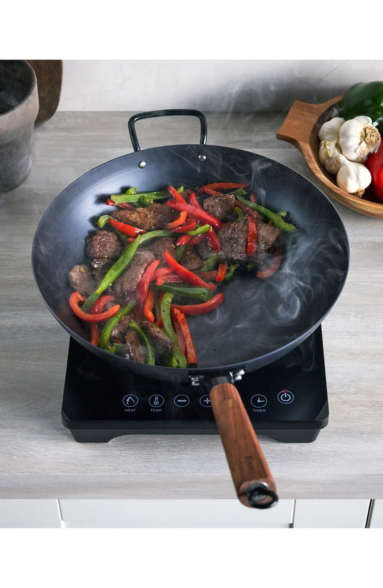 GreenPan Kyoto Carbon Steel 14-Inch Wok, Alternate, color, Black