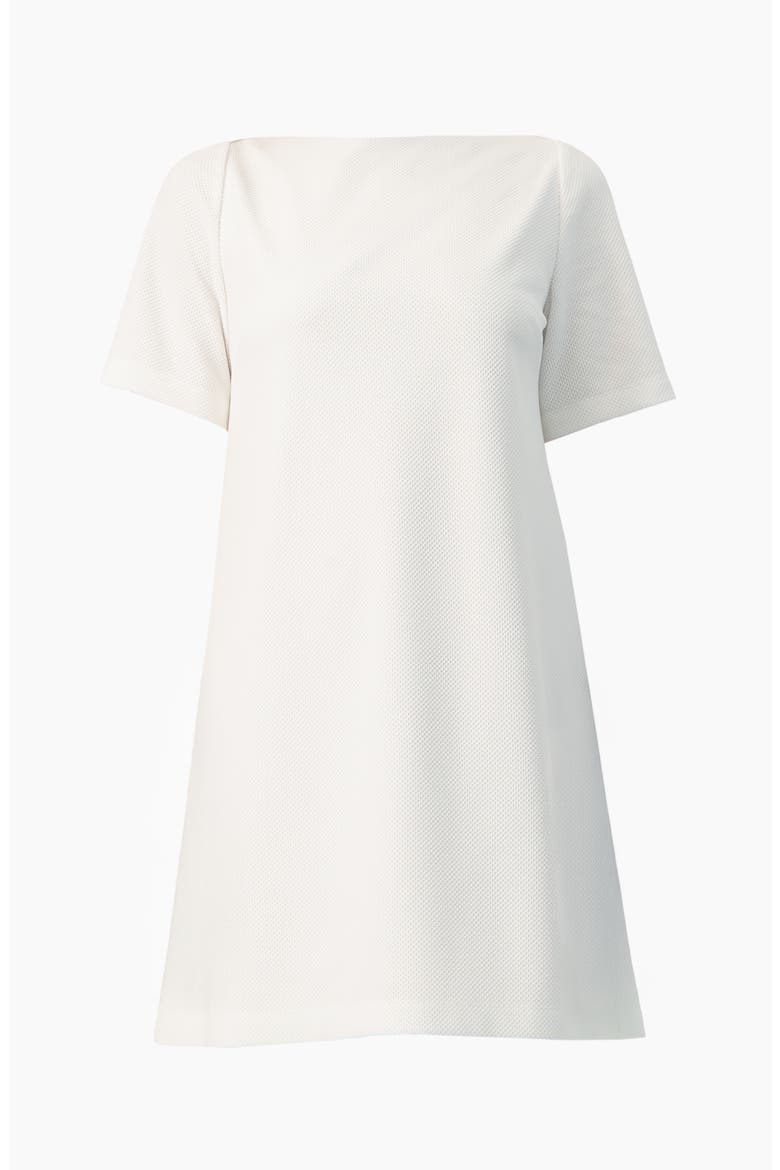 Clean Boat-Neck Short-Sleeve Shift Mini Dress, Alternate, color, White
