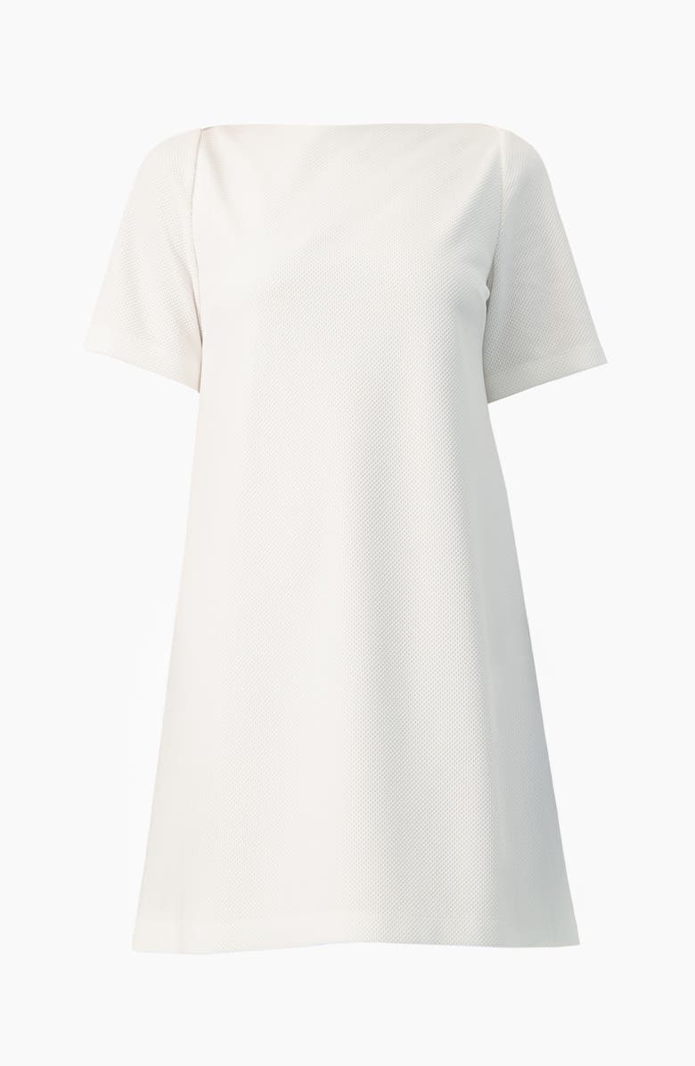 IVONNE Clean Boat-Neck Short-Sleeve Shift Mini Dress, Alternate, color, White