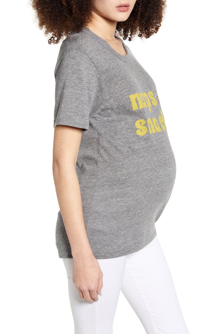 Naps & Snacks Maternity Graphic Tee, Alternate, color, HEATHER GREY