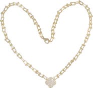 FZN 14K Gold Plated Sterling Silver Cubic Zirconia Clover Necklace