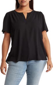 Pleione High/Low Notched Tunic Top