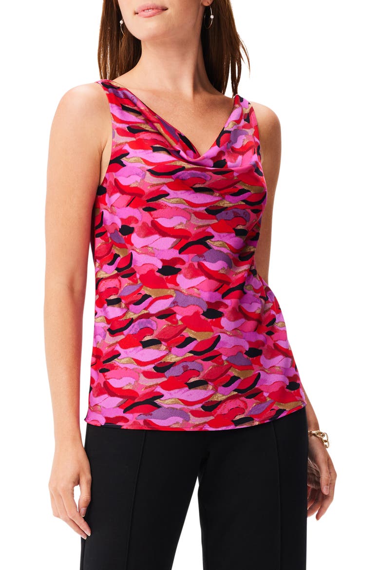 Petal Splash Sleeveless Cowl Neck Top, Main, color, PINK MULTI