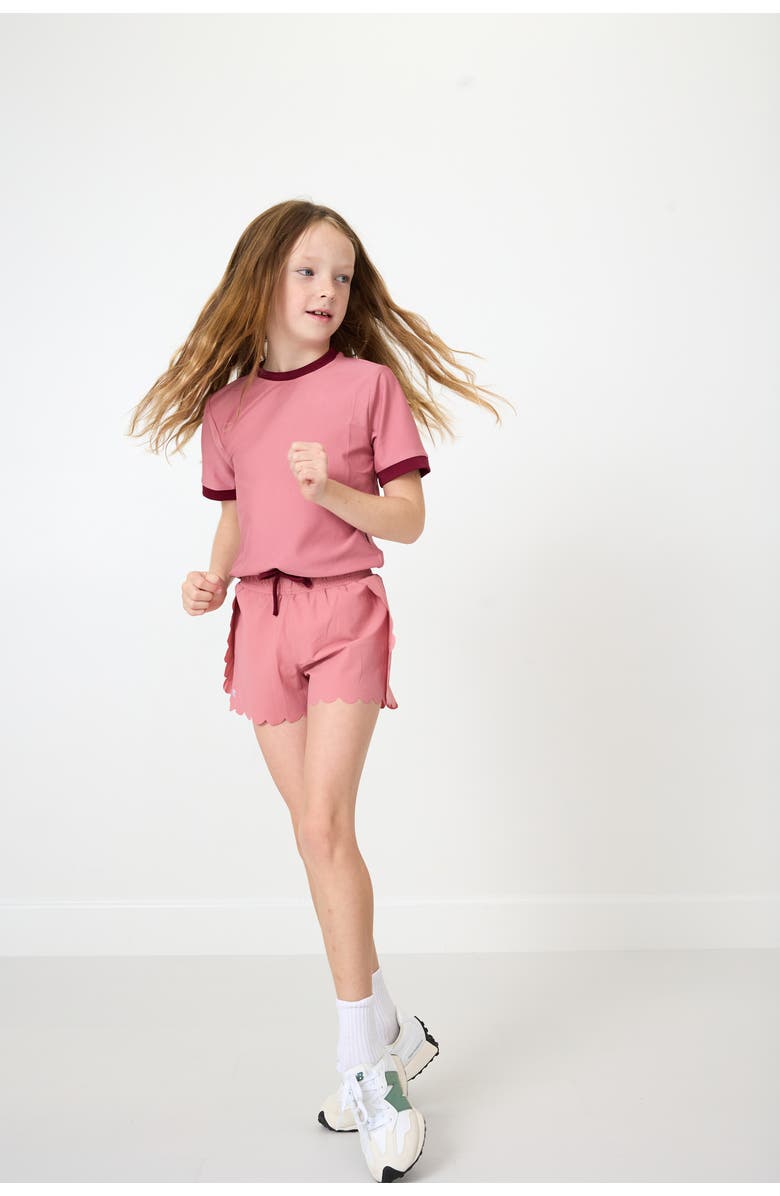Courtside Kids Girls Scalloped Super Short, Alternate, color, Dusty Pink