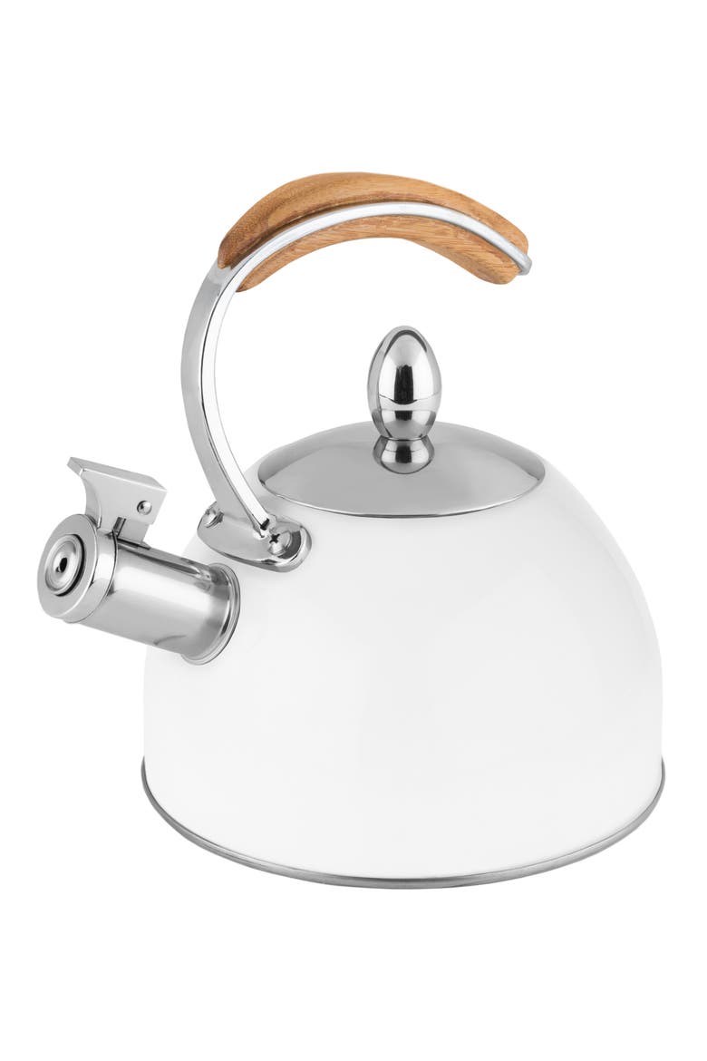 Presley 2-Quart Enameled Stainless Steel Kettle, Main, color, WHITE