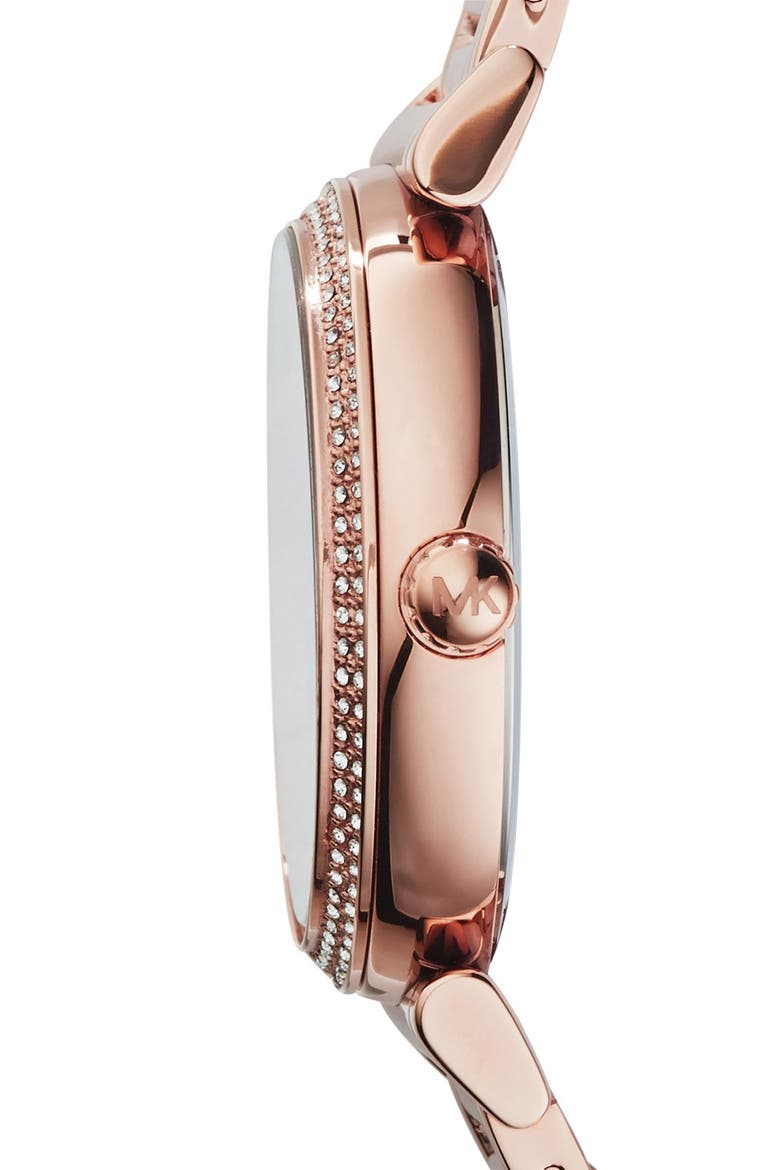 Michael Kors 'Caitlin' Crystal Dial Bracelet Watch, 38mm, Alternate, color, ROSE GOLD/ RED