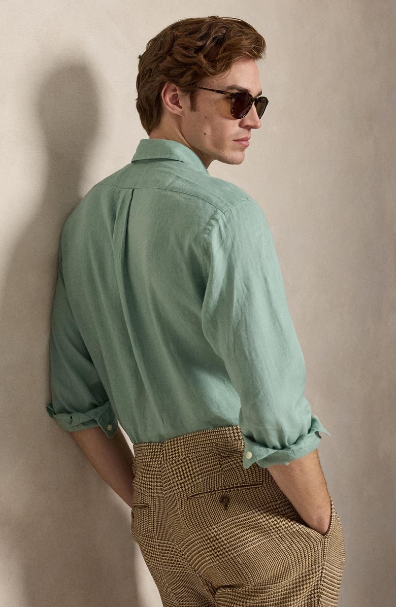 Polo Ralph Lauren Classic Fit Linen Button-Down Shirt, Alternate, color, Faded Mint