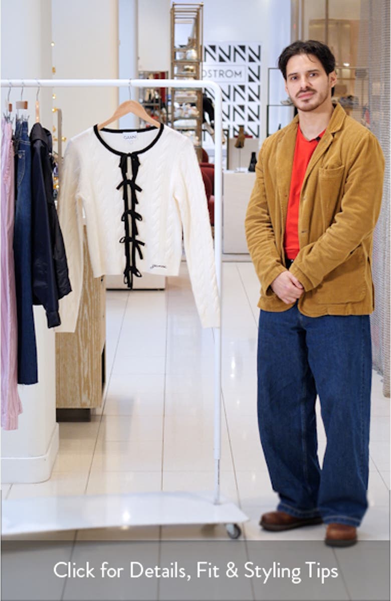 Tie Front Merino Wool & Cashmere Cable Sweater, sales video thumbnail