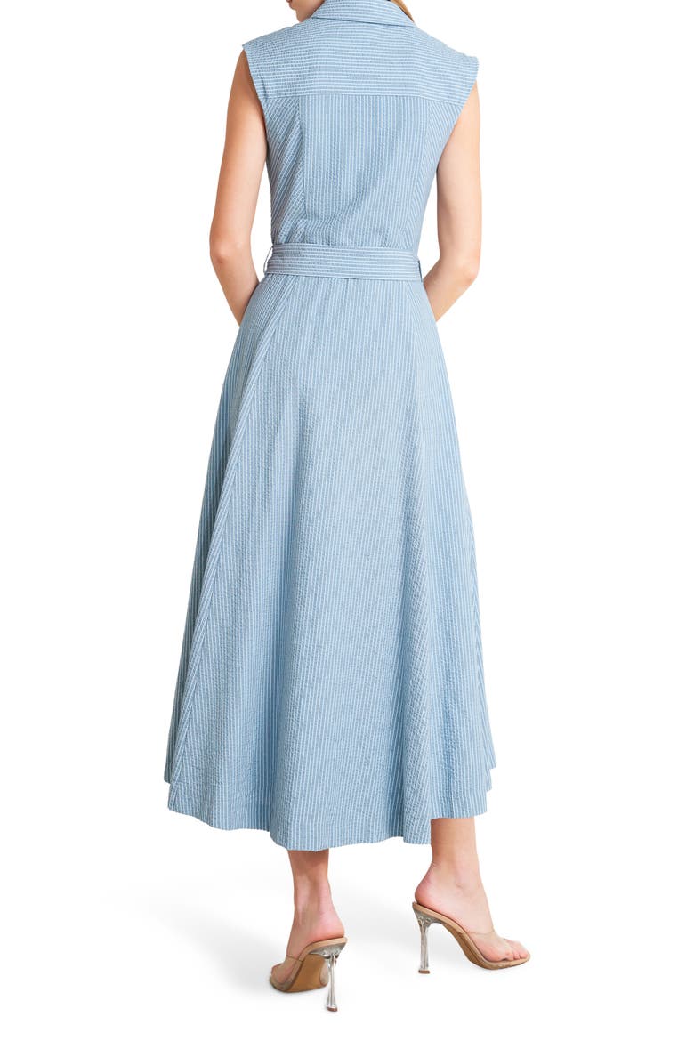 Pinstripe Midi Dress, Alternate, color, BLUE