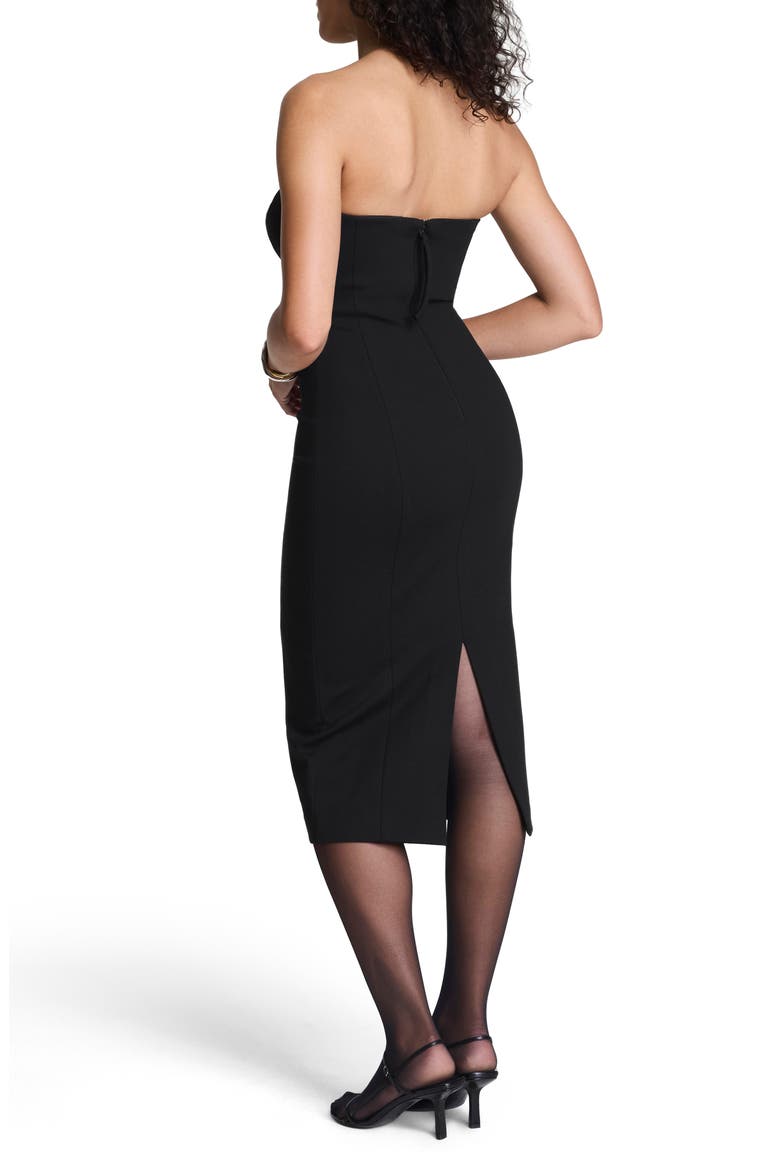 Strapless Ponte Midi Dress, Alternate, color, CLASSIC BLACK