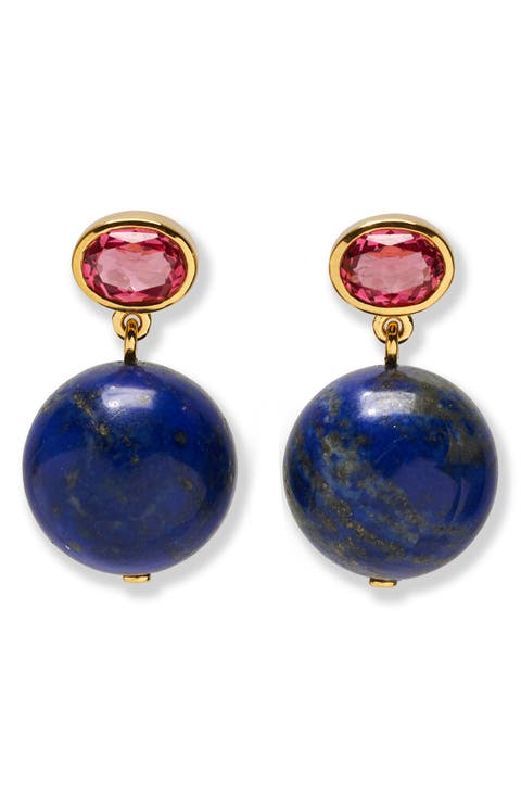 Umbria Rhodolite & Lapis Drop Earrings