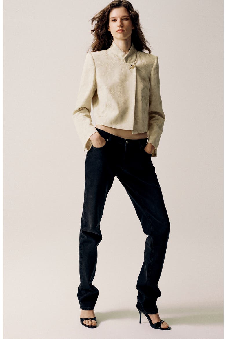Jacquard Cropped Jacket, Alternate, color, IVORY WHITE