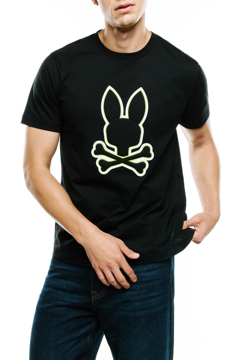 Bruno Embroidered Cotton Graphic T-Shirt, Main, color, BLACK
