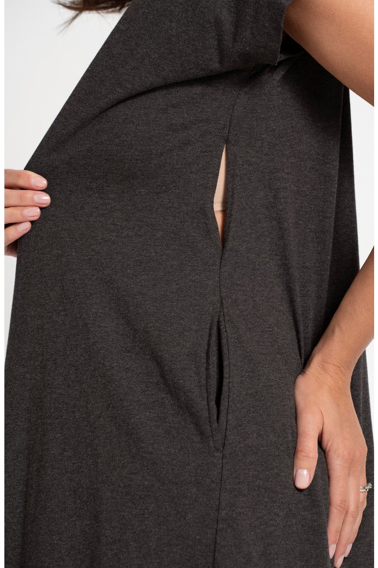 Maternity/Nursing Organic Cotton Labor Nightgown, Alternate, color, CHARCOAL
