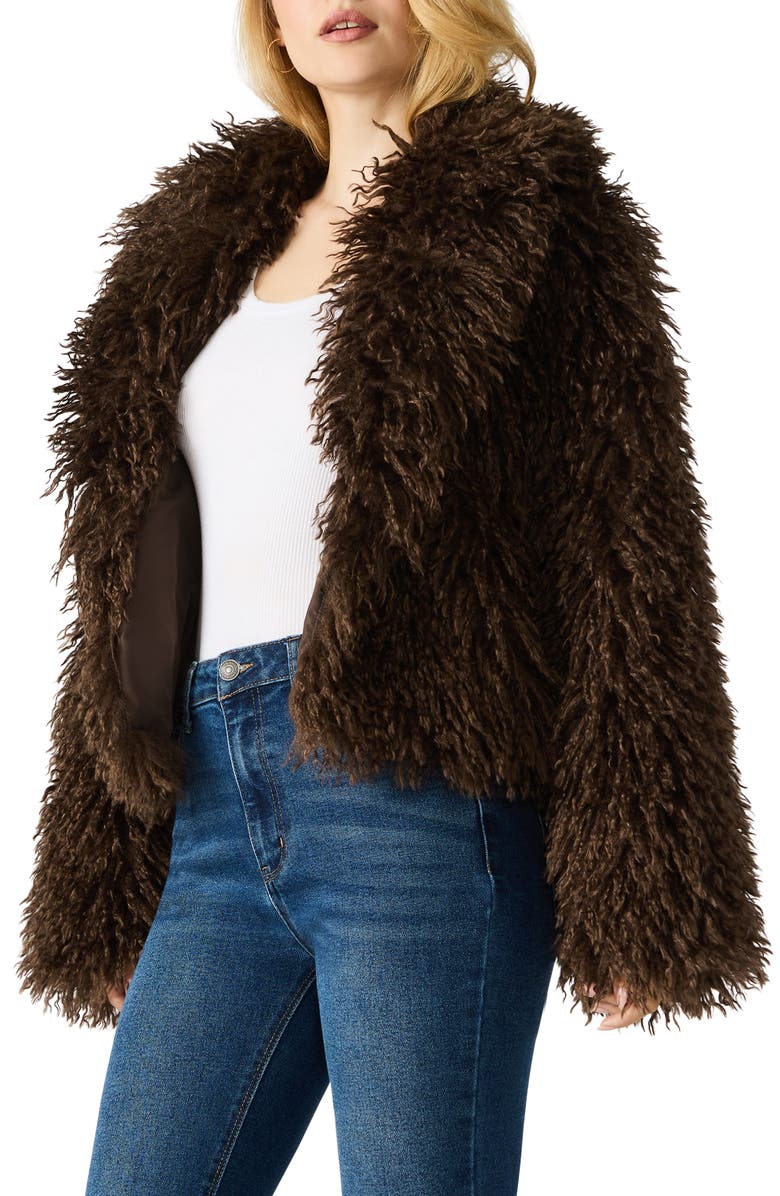 Steve Madden Inaya Faux Fur Jacket, Alternate, color, Dark Espresso
