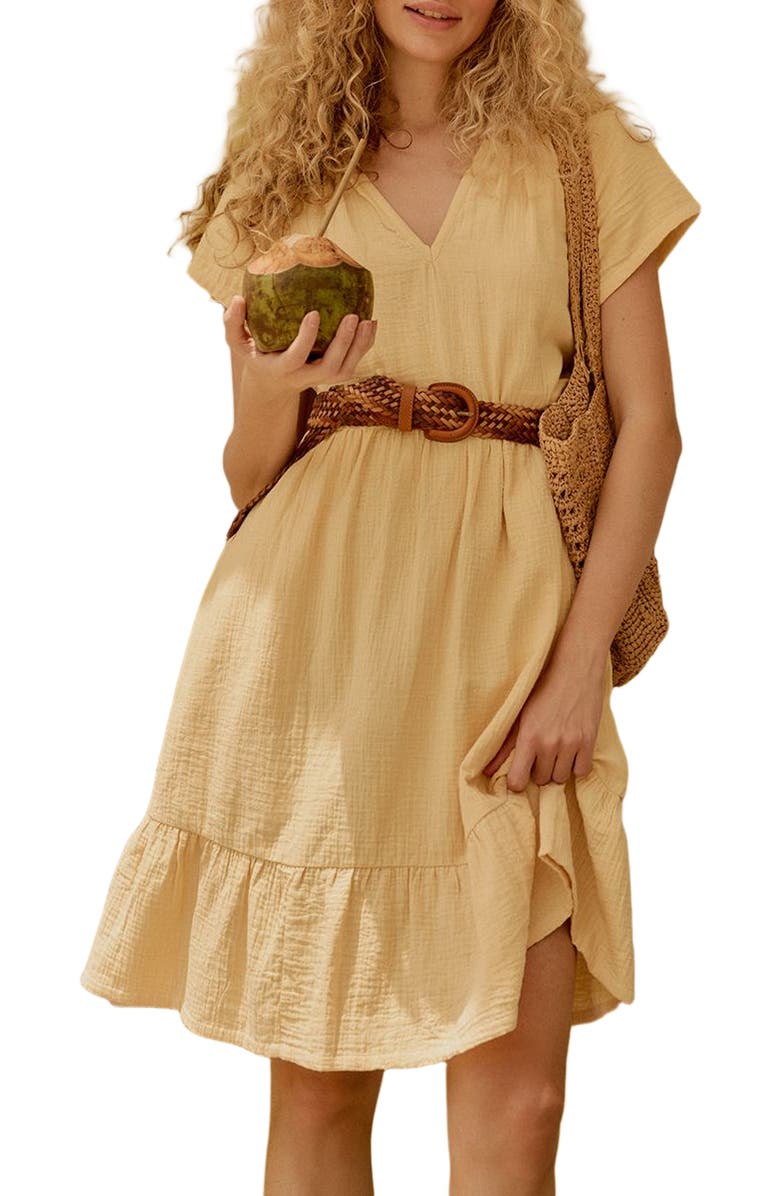 Pact Organic Cotton Coastal Double Gauze Breezy Dress, Alternate, color, Sungold