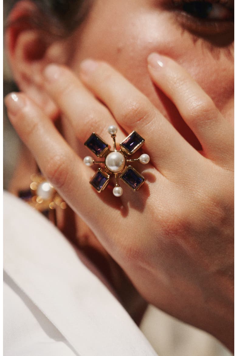 Byzantine Cross Ring, Alternate, color, Purple & Gold & White
