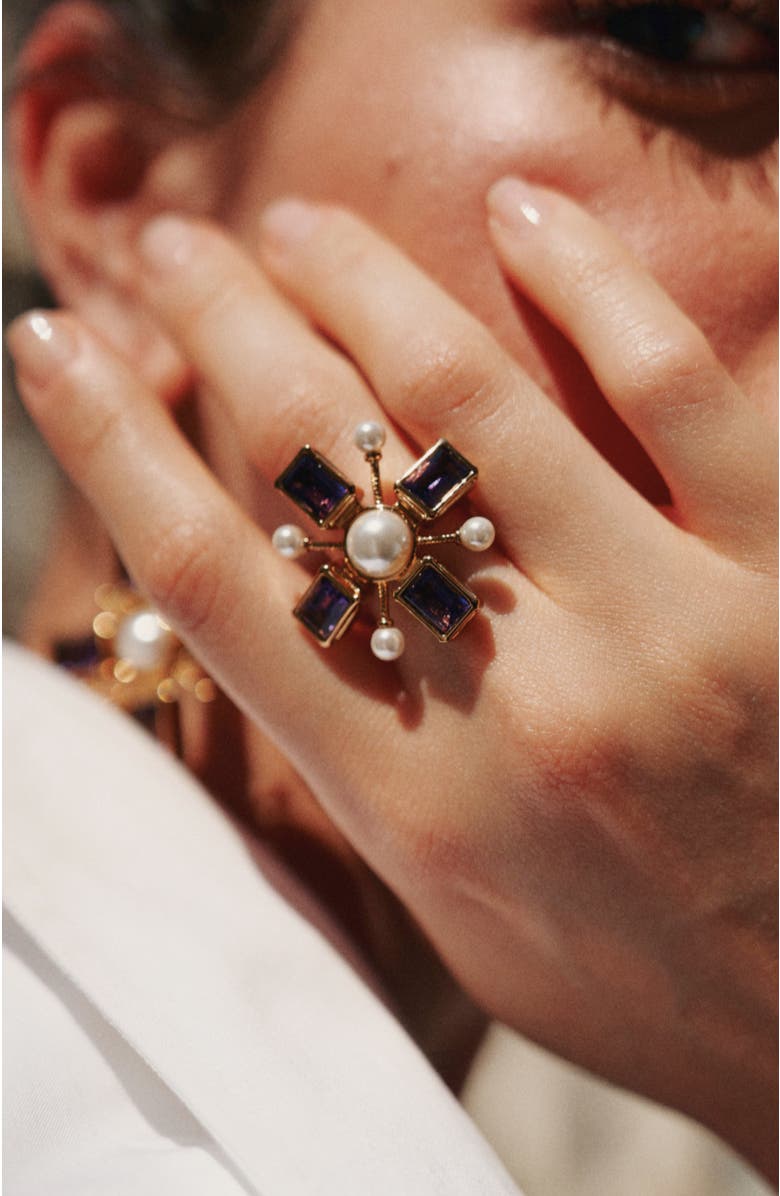 RC RETRO CHIC Byzantine Cross Ring, Alternate, color, Purple & Gold & White