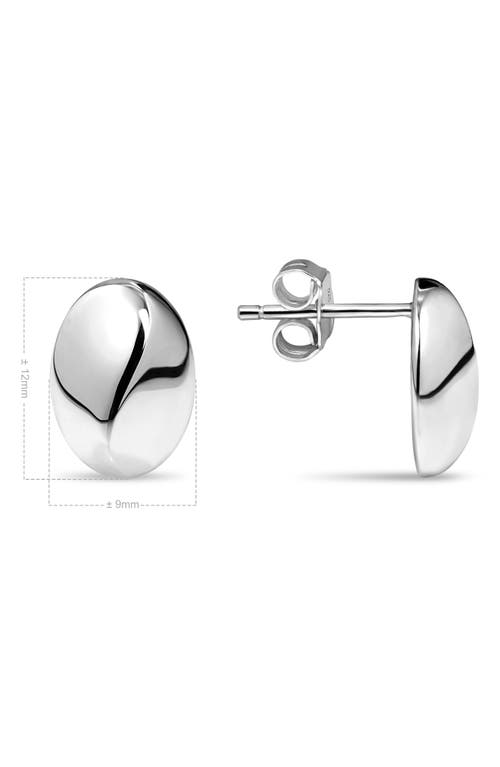 Devata Beveled Curved Dome Stud Earrings In Silver