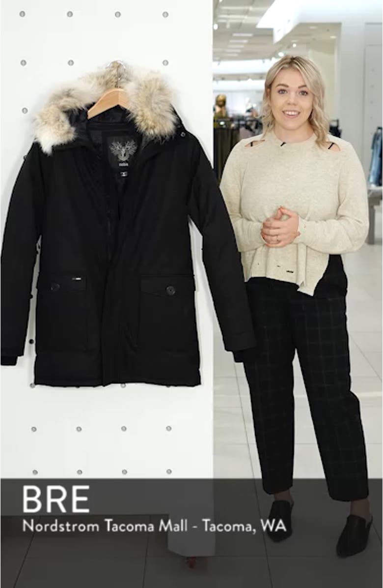 Yves Windproof & Waterproof 650 Fill Power Down Parka with Genuine Coyote Fur Trim, sales video thumbnail