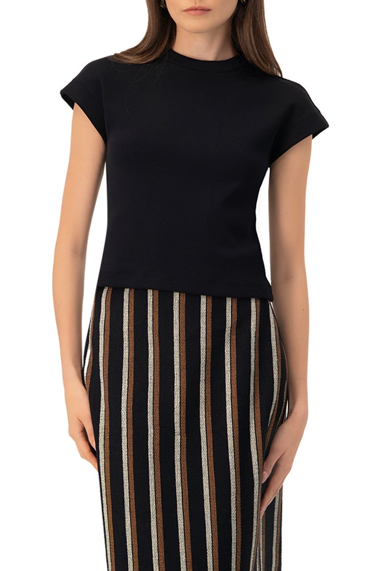 Black dropped sleeve top, Main, color, Black
