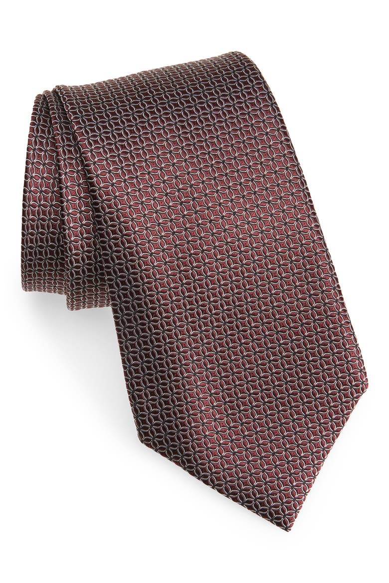 Mulberry Silk Tie, Main, color, DARK RED