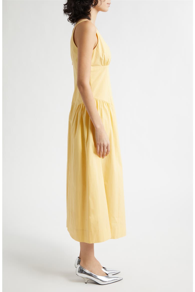 Lindie Plunge Neck Basque Waist Cotton Dress, Alternate, color, YELLOW