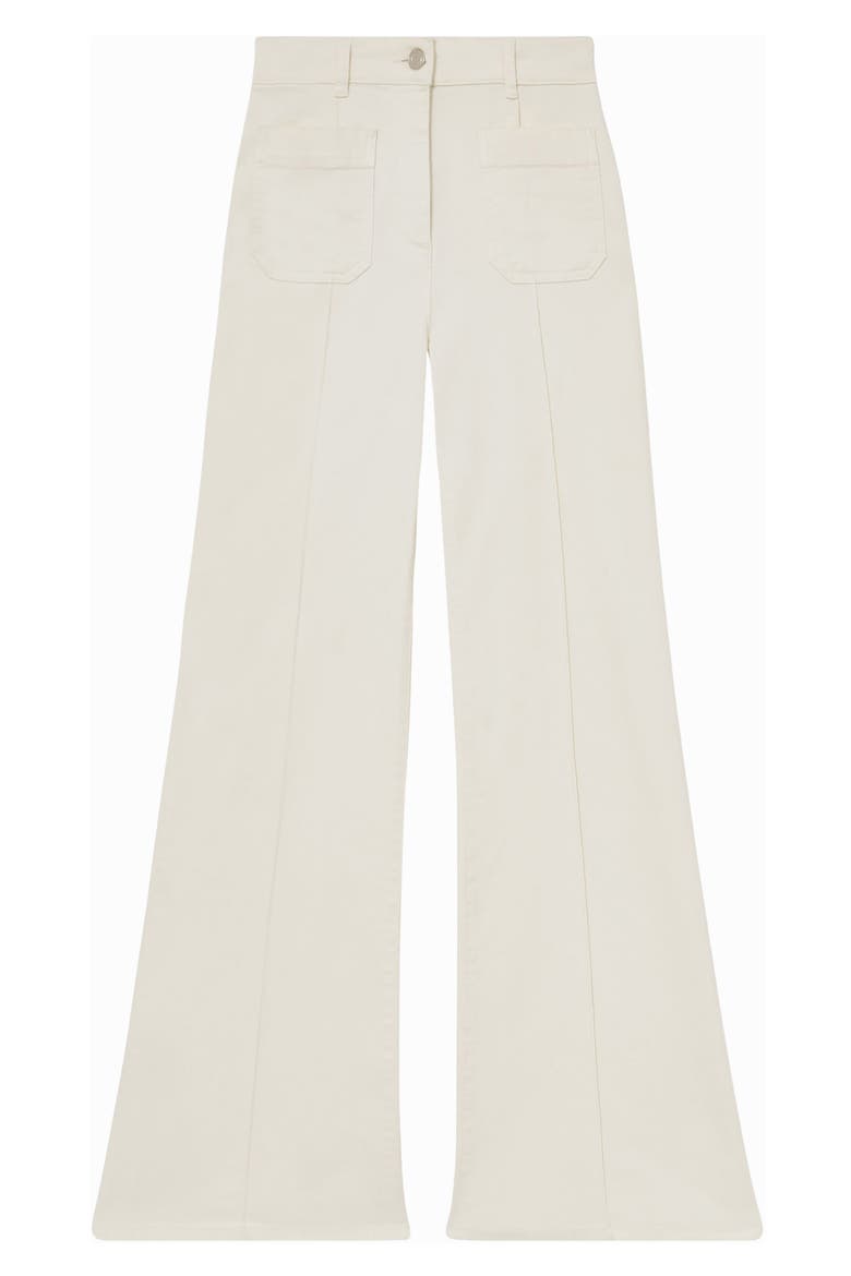 Sakura Pintuck Patch Pocket Wide Leg Jeans, Alternate, color, ECRU