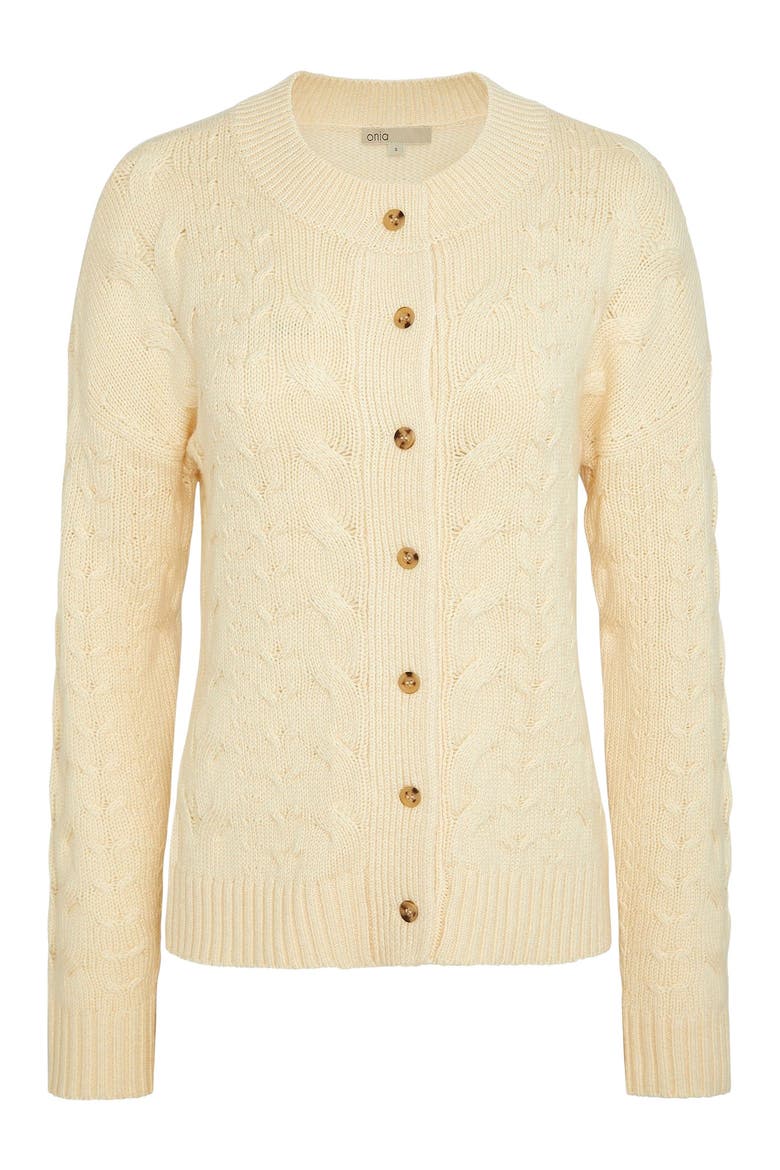 Fitted Cable Knit Cardigan, Alternate, color, NATURAL MELANGE