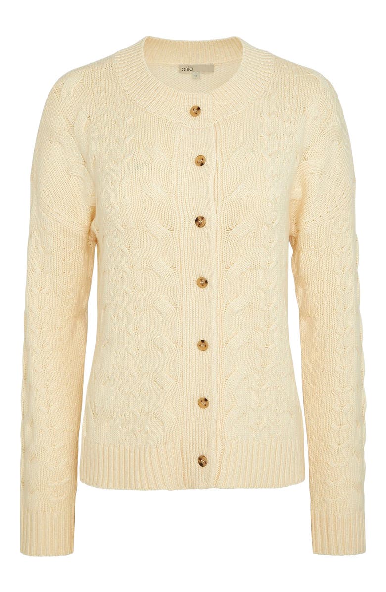 Onia Fitted Cable Knit Cardigan, Alternate, color, Natural Melange