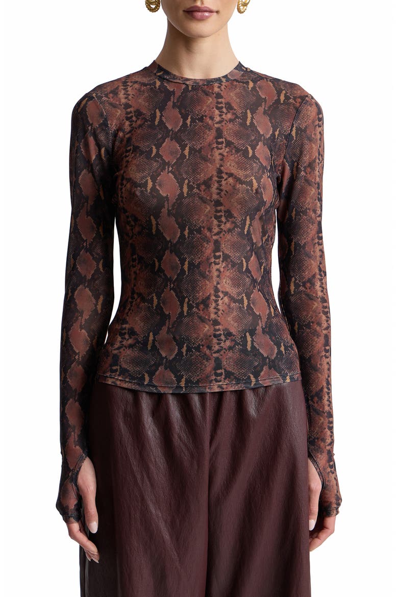 Animal Spot Mesh T-Shirt, Alternate, color, BROWN-BLACK PYTHON