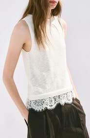 MANGO Lace Detail Knit Top